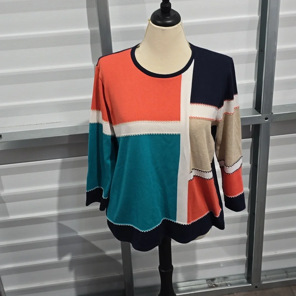 Alfred Dunner‎ Retro Mod Color Black Baggy Sweater